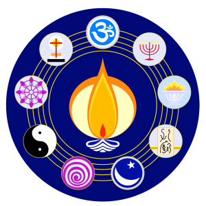 The emblem describes the main idea behind the teachings of Gururaj, and how they provide a language to integrate all spiritual and wisdom traditions in one human family 